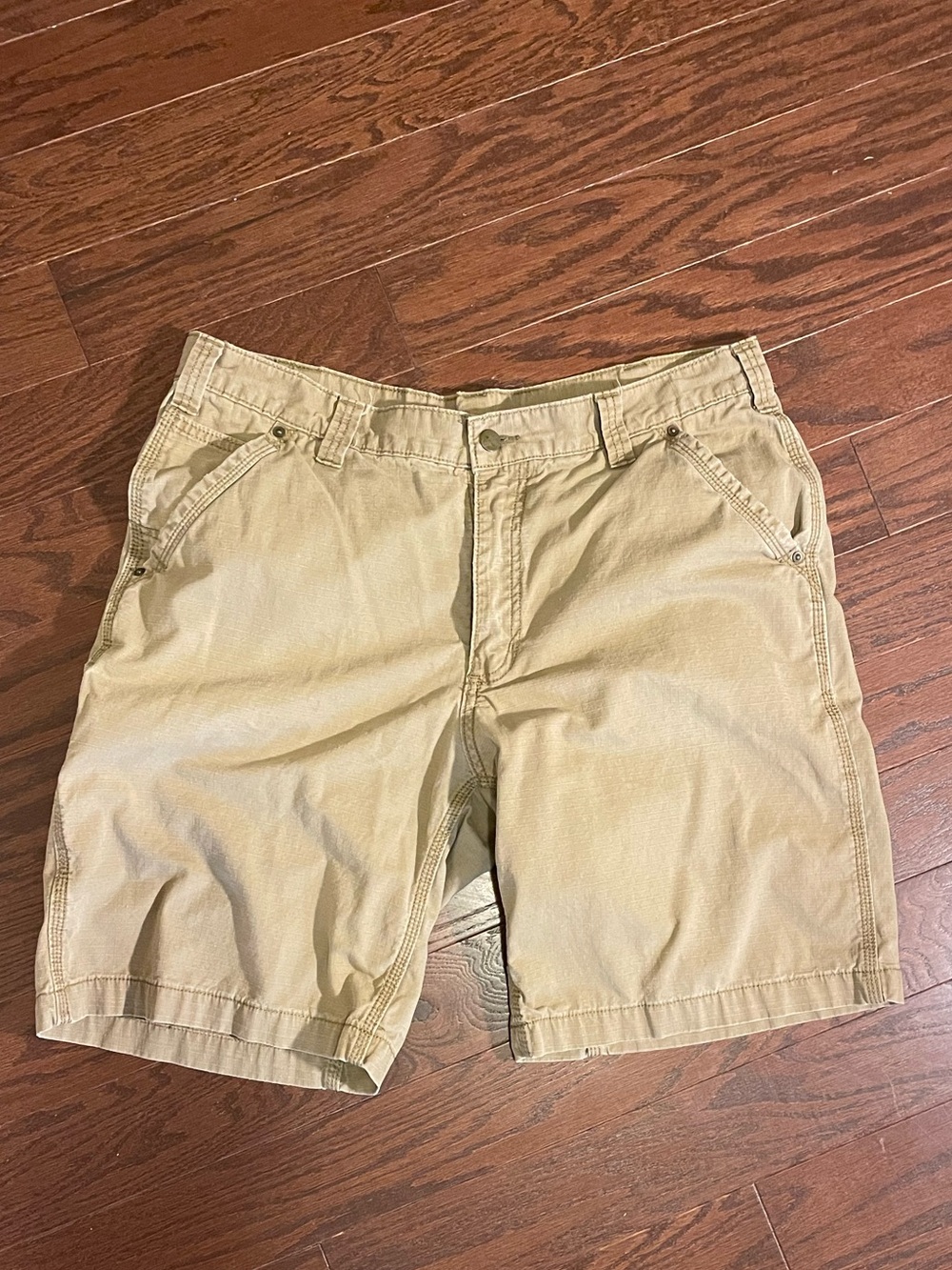 Carhartt Men's Khaki Flat-Front Ripstop Work Shorts Tan